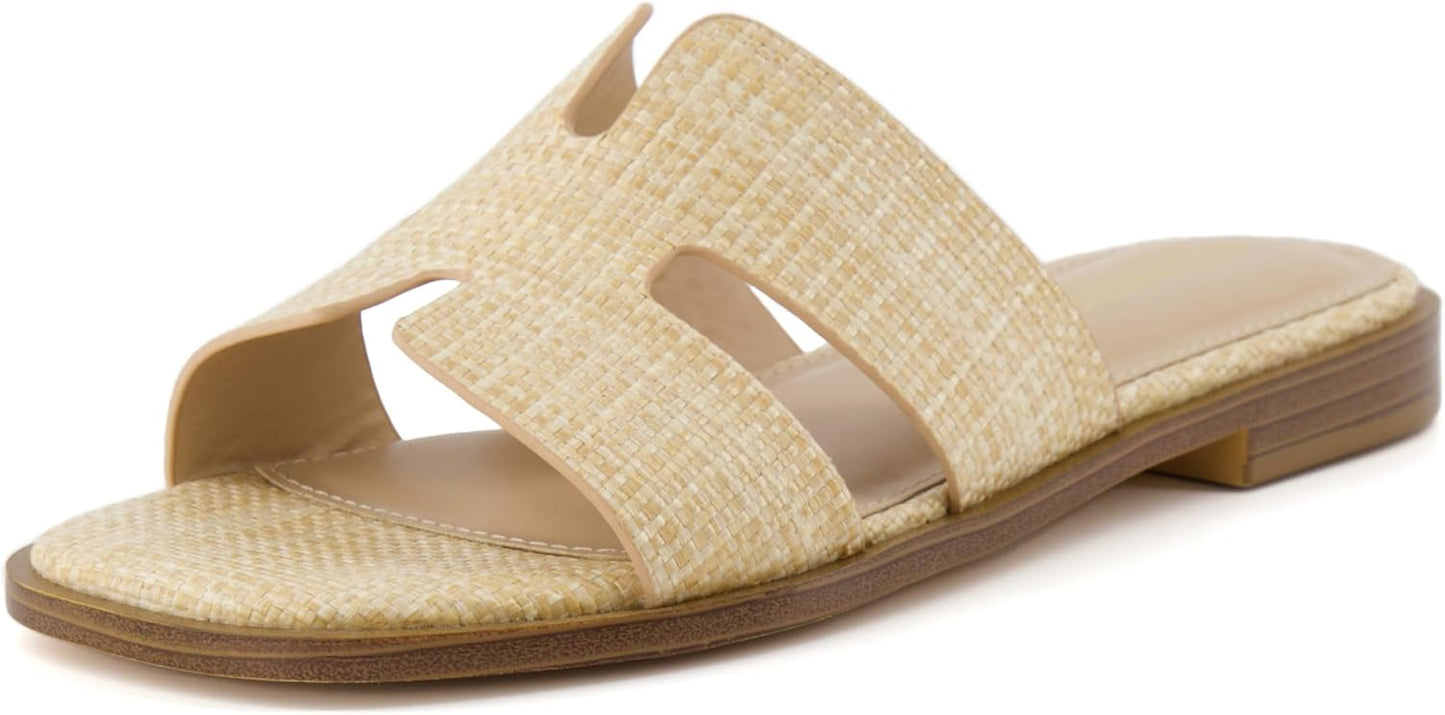 CUSHIONAIRE Voyage Cutout Strap Slides for Women - Trendy Sandals