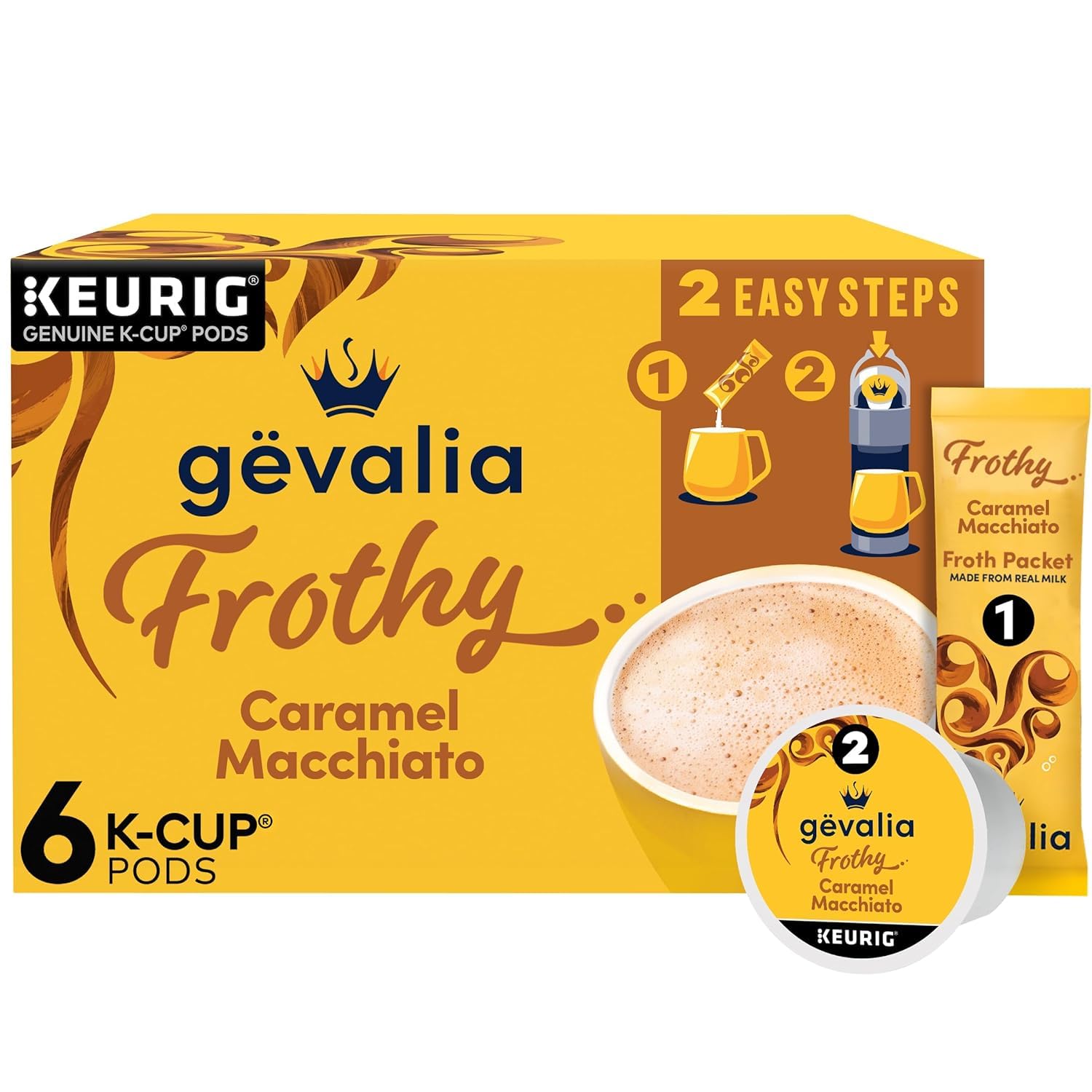 Gevalia Caramel Macchiato K-Cup & Froth Packets for Coffee Lovers