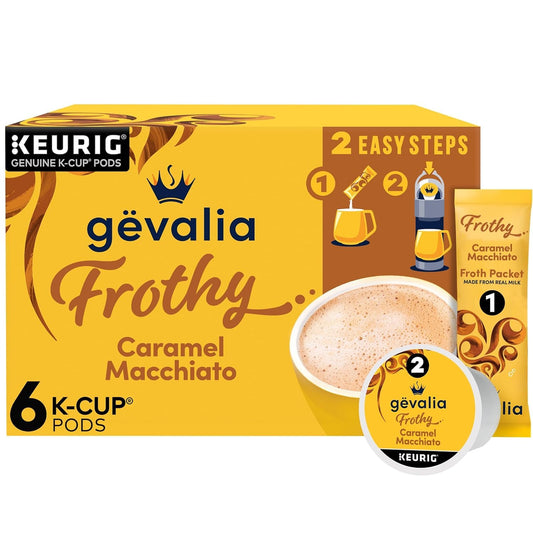 Gevalia Caramel Macchiato K-Cup & Froth Packets for Coffee Lovers
