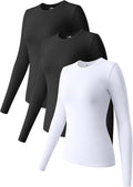 Womens 3 Piece Long Sleeve Stretch Fitted Layer Tee - Pack of 3