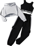 Girls Graphic 3 Piece Workout Outfit Set - Cute Comfortable Style