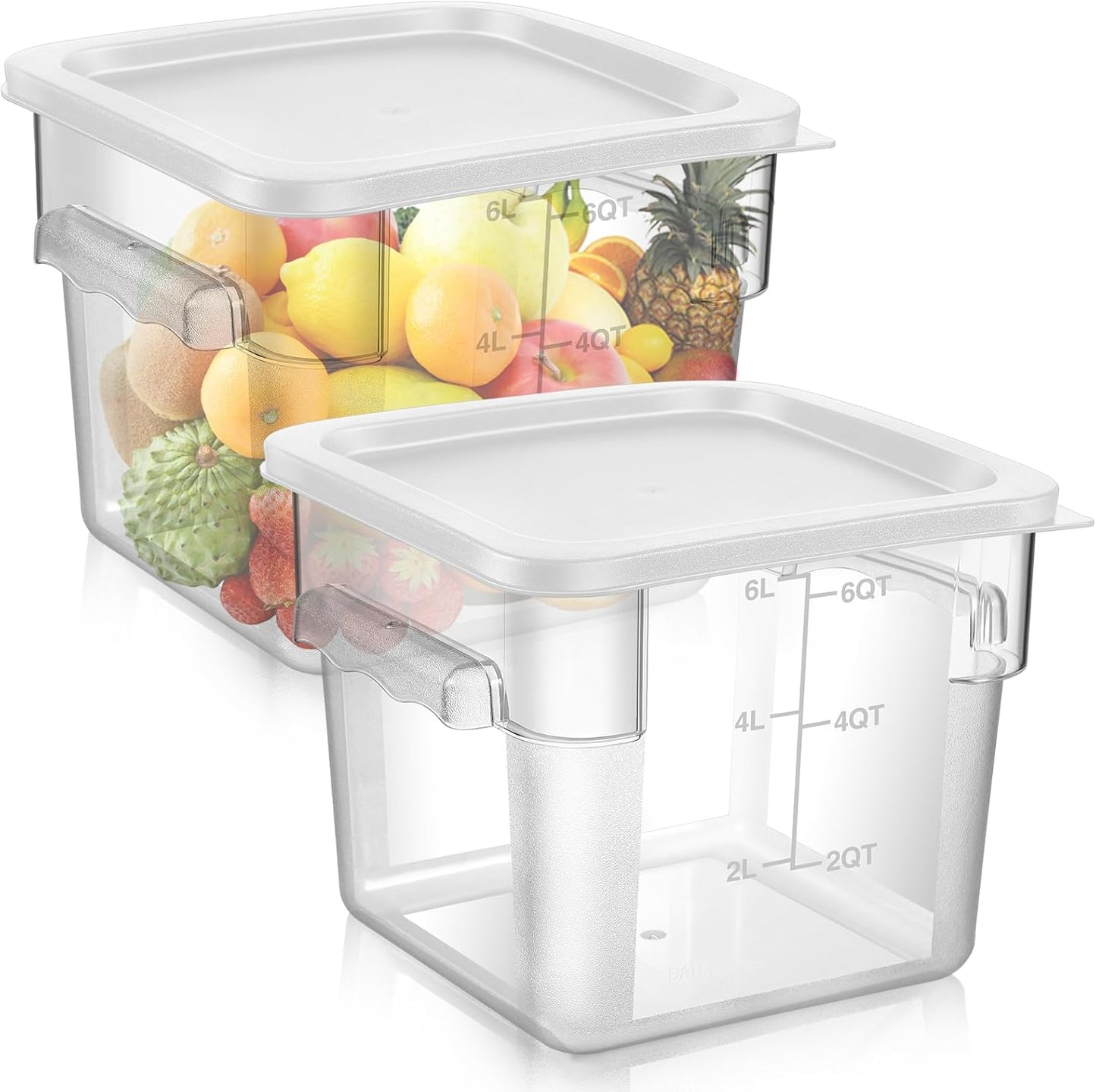 2 Pieces Square Food Storage Containers for Commercial Kitchen
