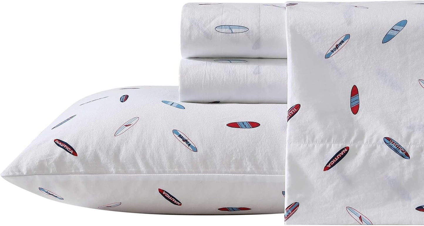 Nautica Twin Sheets Cotton Percale Bedding Set for Dorm Essentials
