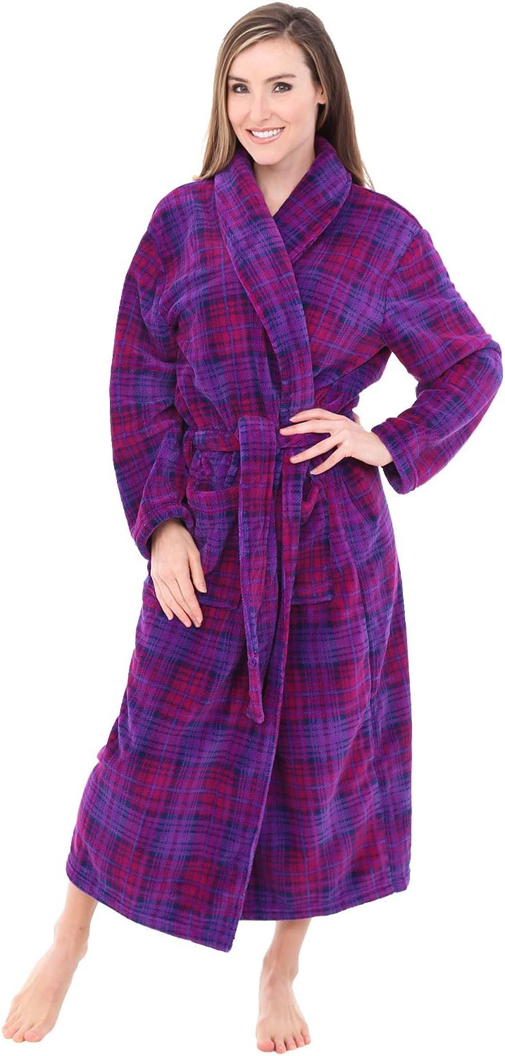 Alexander Del Rossa Plush Robe for Women - Cozy Winter Wear