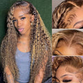 32 Inch Highlight Ombre Lace Front Wig Human Hair 200 Density