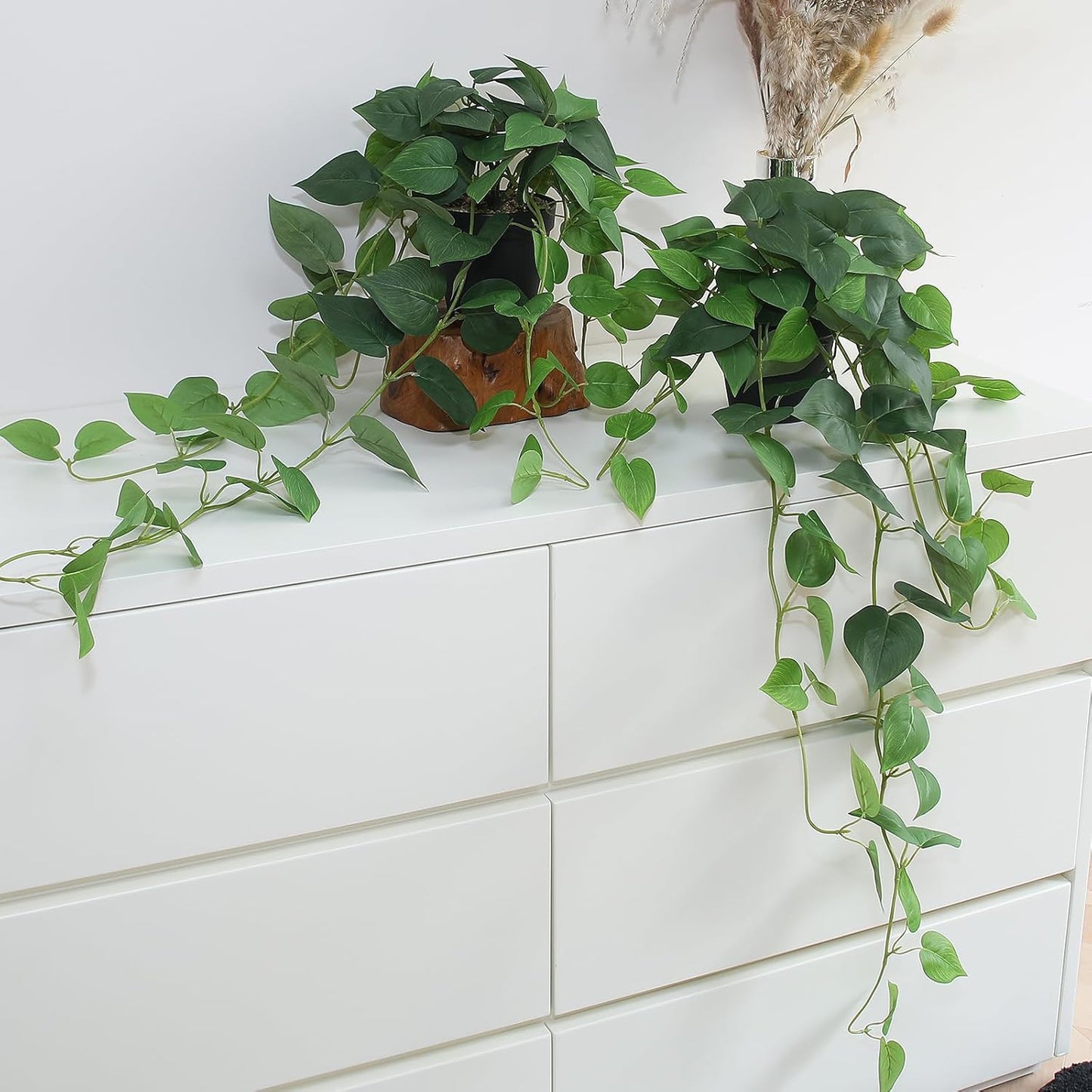 Realistic Fake Pothos Hanging Plants Set of 2 for Home Decor