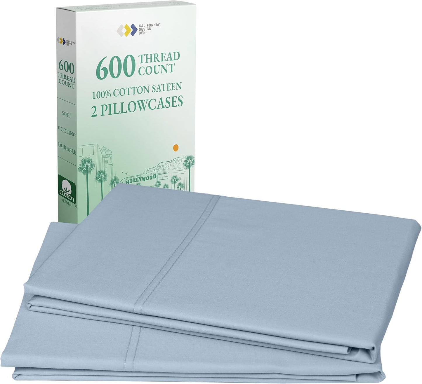 Luxuriously Soft 600 Thread Count King Size Pillowcases Set