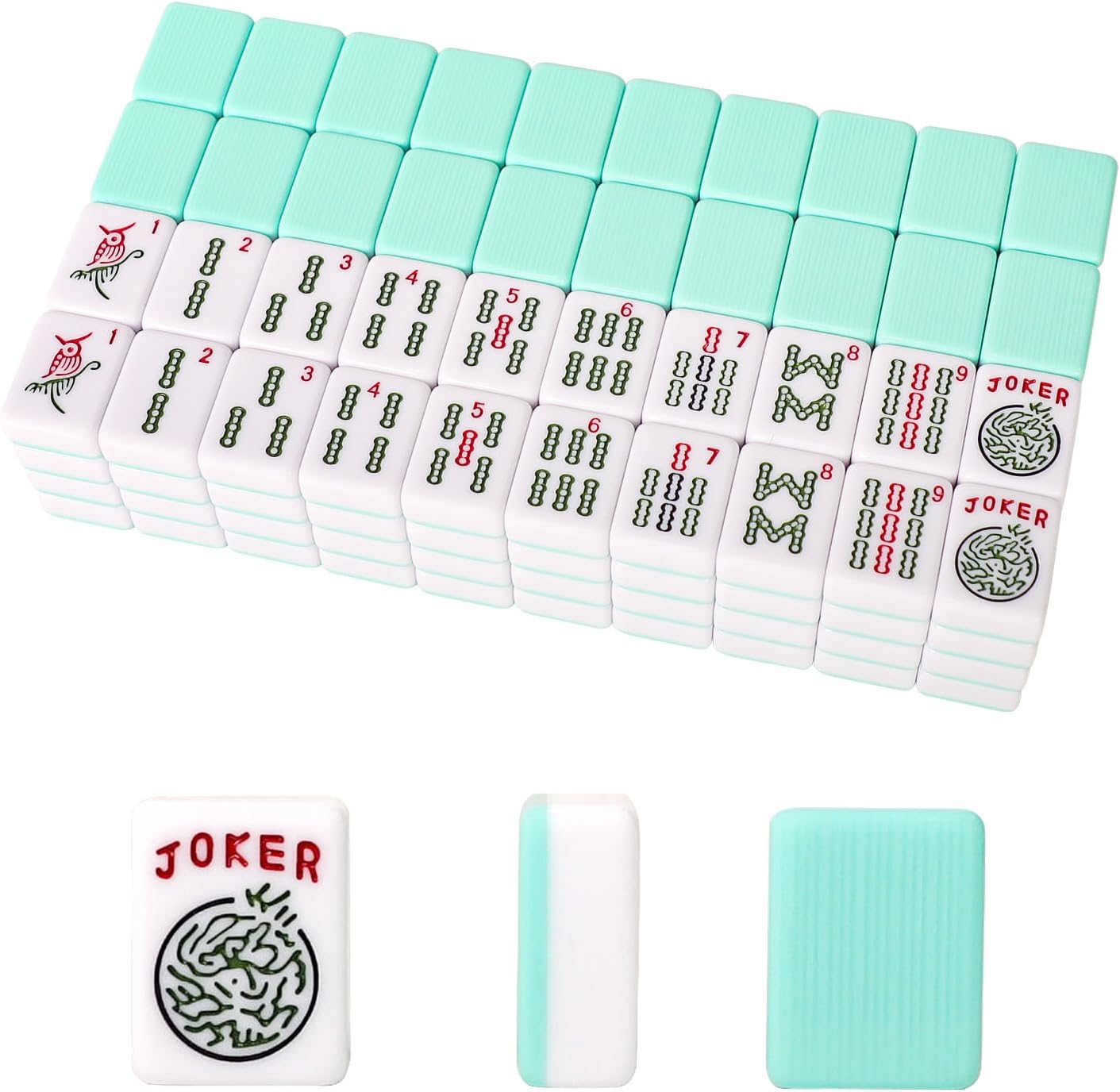 American Mahjong Tiles Set with Light Green Color for Fun Games