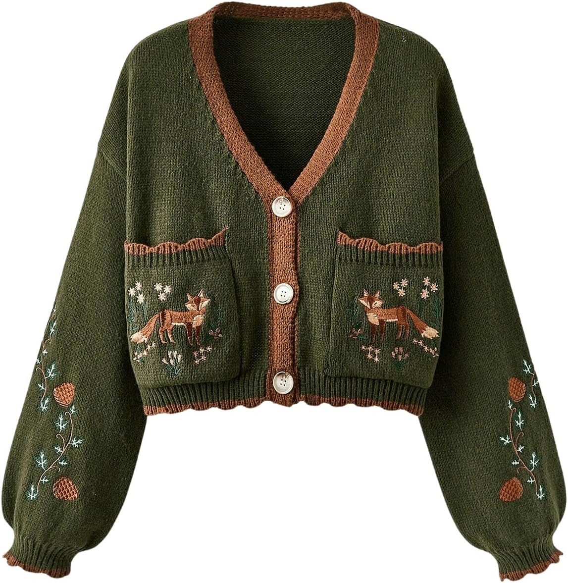 BEAUDRM Women's 2025 Floral Embroidery Cardigan for Fall