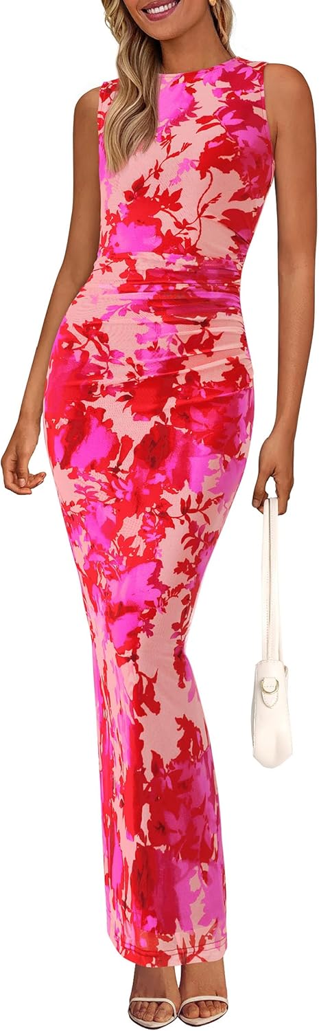 Floral Bodycon Maxi Dress for Women - Perfect Wedding Guest Outfit