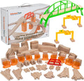 Orbrium 110 Pcs Wooden Train Track Expansion Pack - Large Bridge Kit