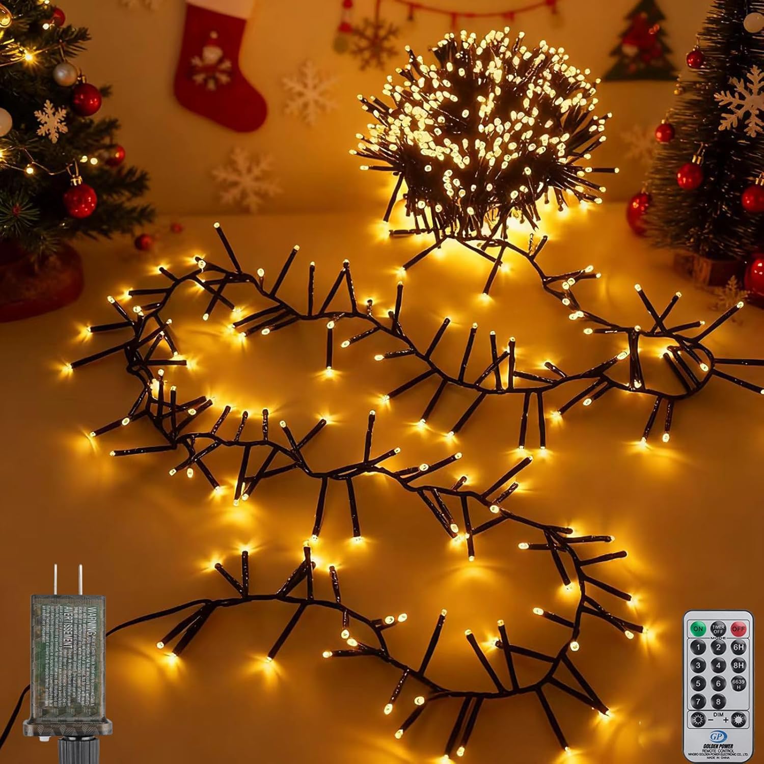 Christmas Cluster Lights Plug-in 52FT 800 LED Twinkle Lights