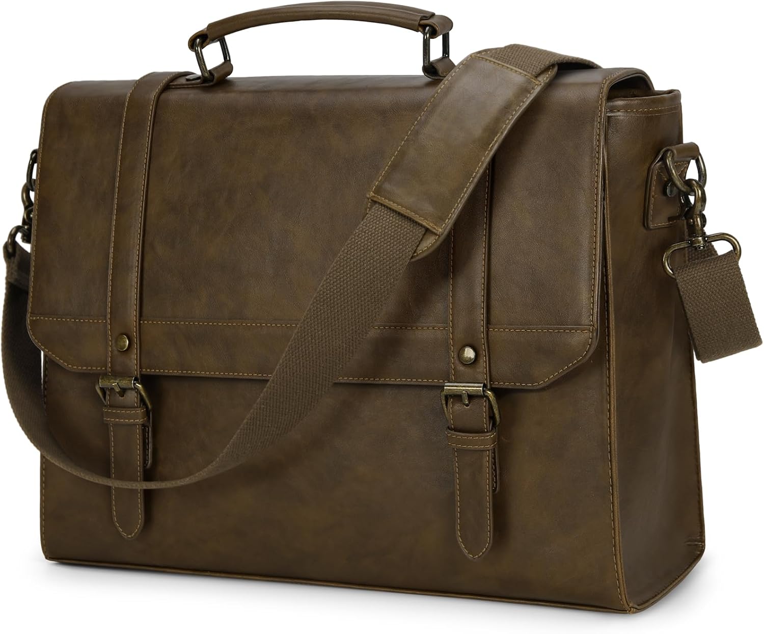 Durable Vintage Leather Messenger Bag for 15.6 inch Laptop