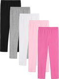 5 Pack Girls Leggings Cotton Tights for Kids Stretchy Pants