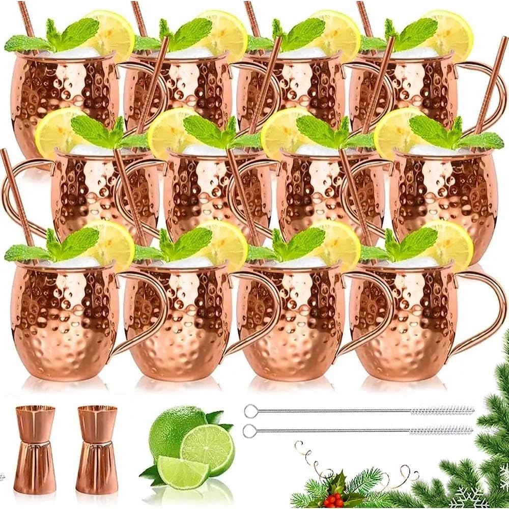 Moscow Mule Copper Mugs Set of 12 for Chilled Drinks