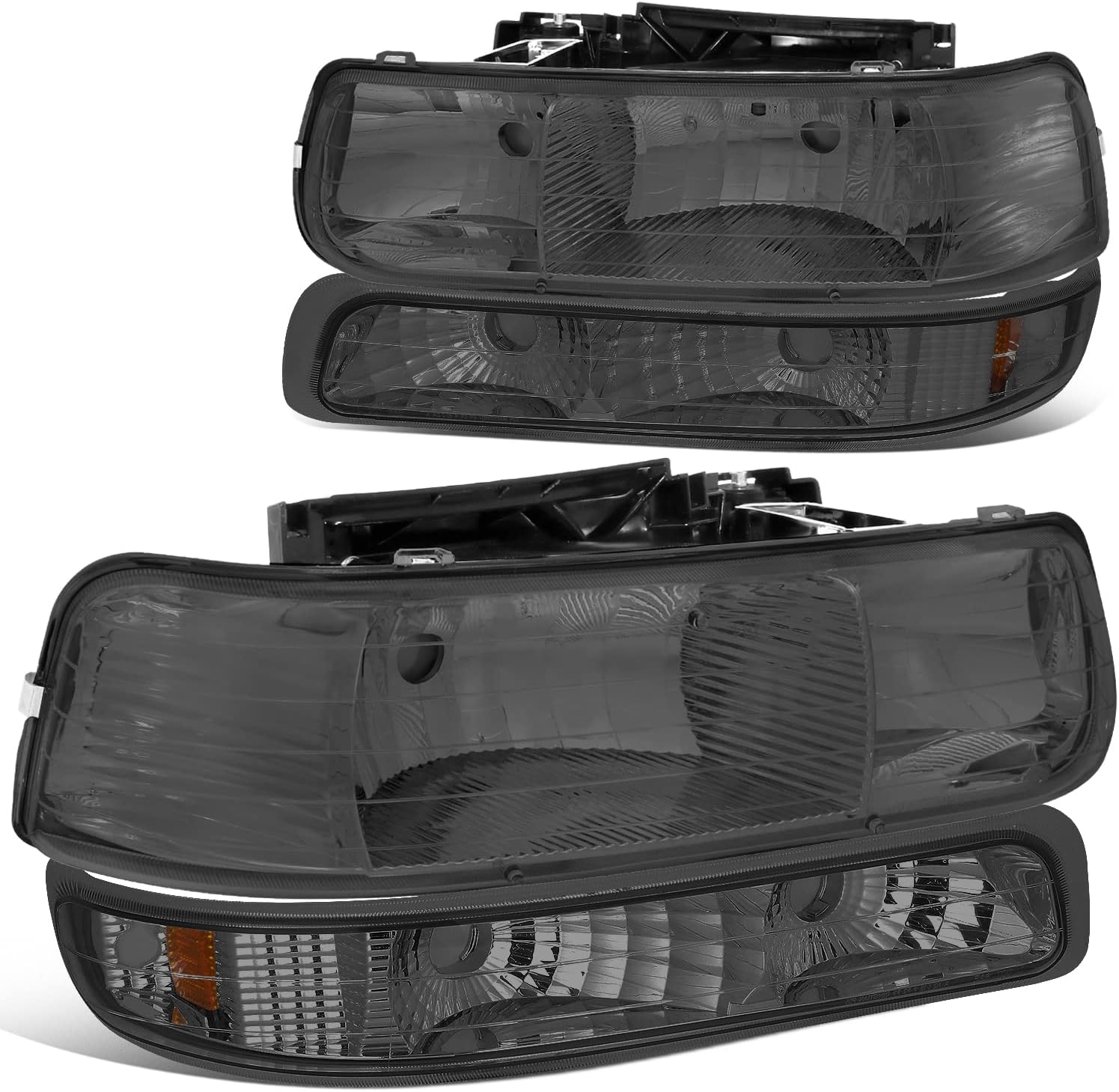 DNA MOTORING Smoke Lens Headlights for 99-02 Silverado & More