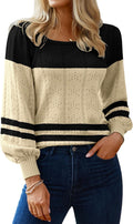 HOTOUCH Puff Sleeve Square Neck Sweater Tunic - Cozy Fall Staple