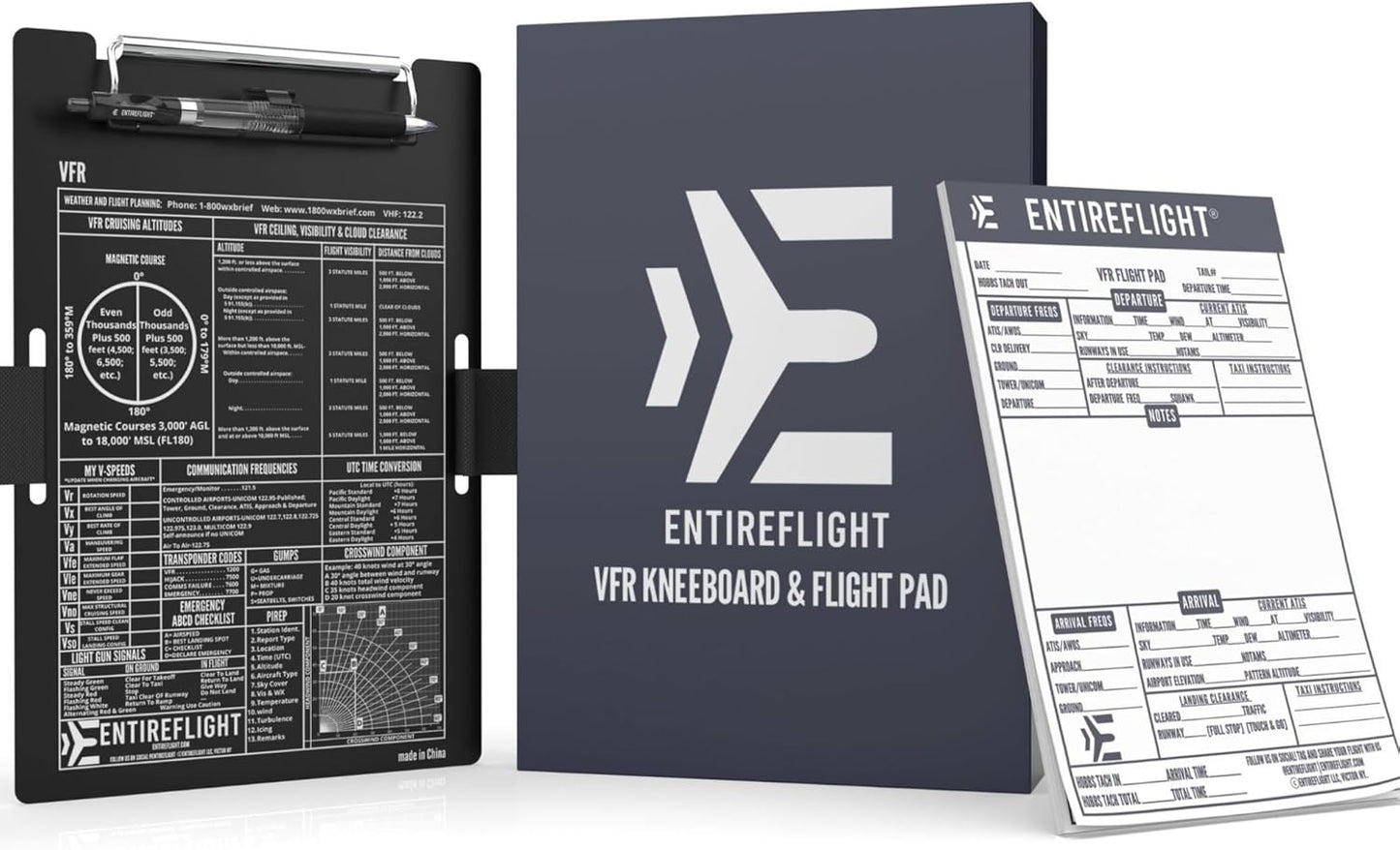 EntireFlight Aviation Pilot Kneeboard VFR Black for Pilots