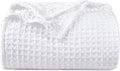 Waffle Weave Blanket Twin 66in x 90in White - Lightweight Cozy Layer