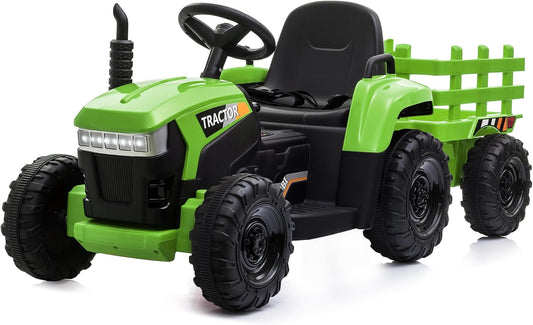 Kids Electric Ride On Toy Tractor with Trailer for Fun Adventures