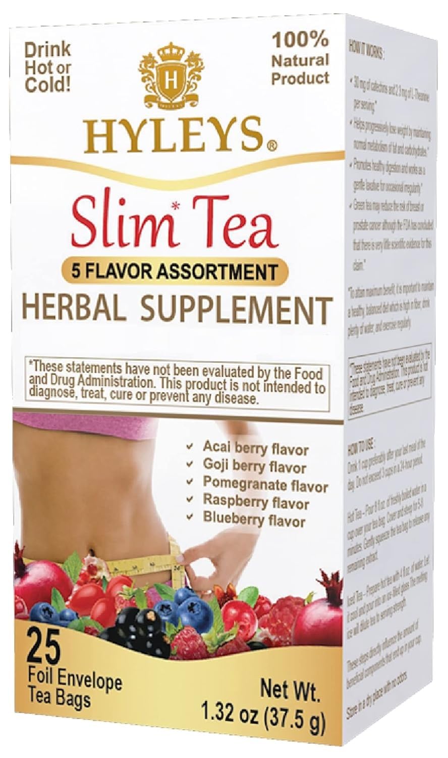 Hyleys Slim Tea 5 Flavor Assortment for Weight Loss Detox