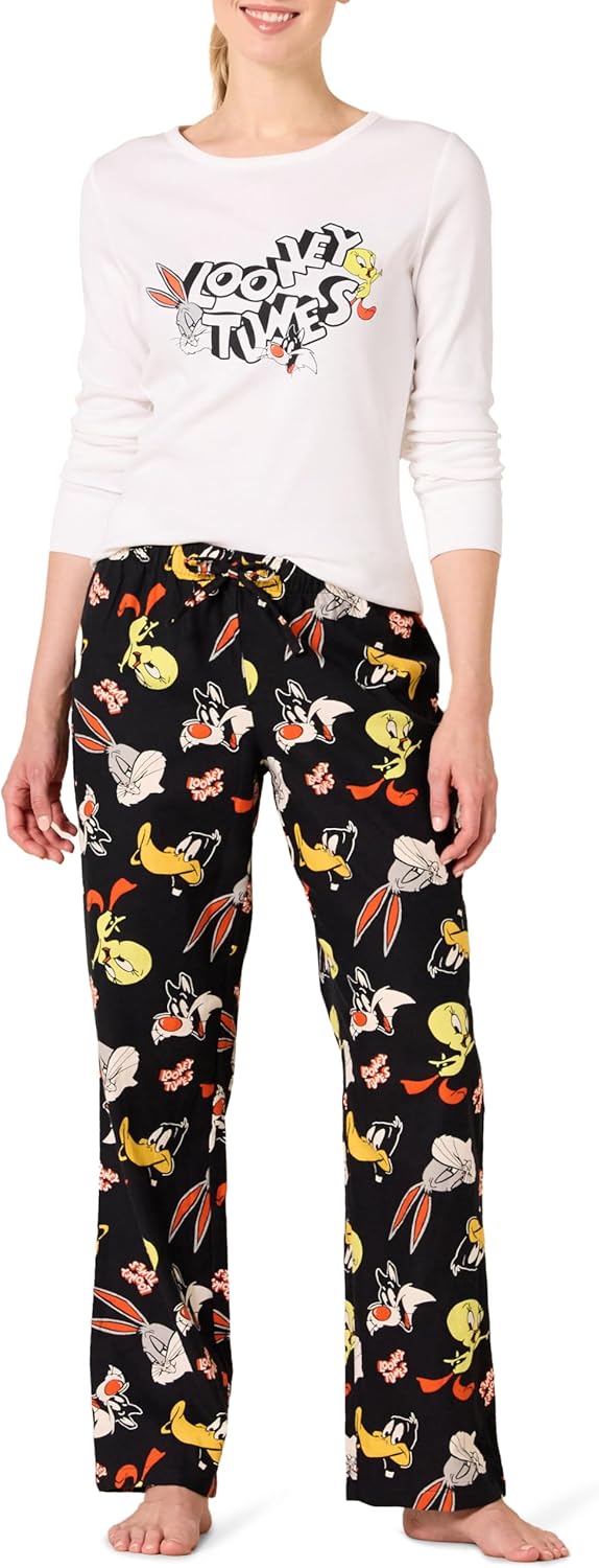 Lightweight Flannel Pant and Long-Sleeve T-Shirt Sleep Set