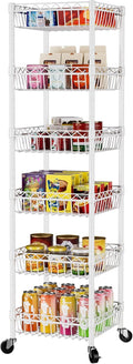 SINGAYE Shelf 6 Tier Wire Shelving Unit with Wheels - Narrow 13.5in