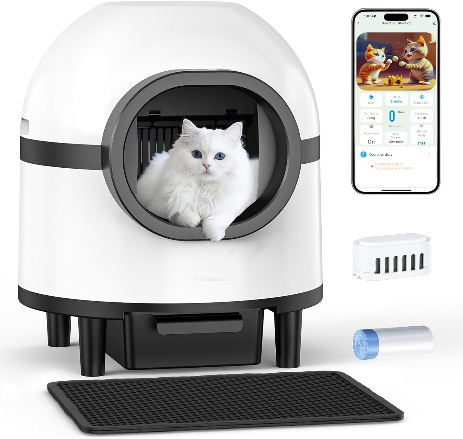 Self Cleaning Litter Box for Multiple Cats with Smart Features