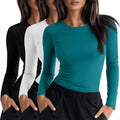 3 Pack Womens Underscrub Long Sleeve Crewneck Tops - Fitted Cotton
