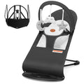 Baby Bouncer Seat Dark Grey - Portable 3-Mode Cotton Infant Rocker