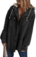Dokotoo Womens Corduroy Shacket Jacket with Hood - Color Block Fall