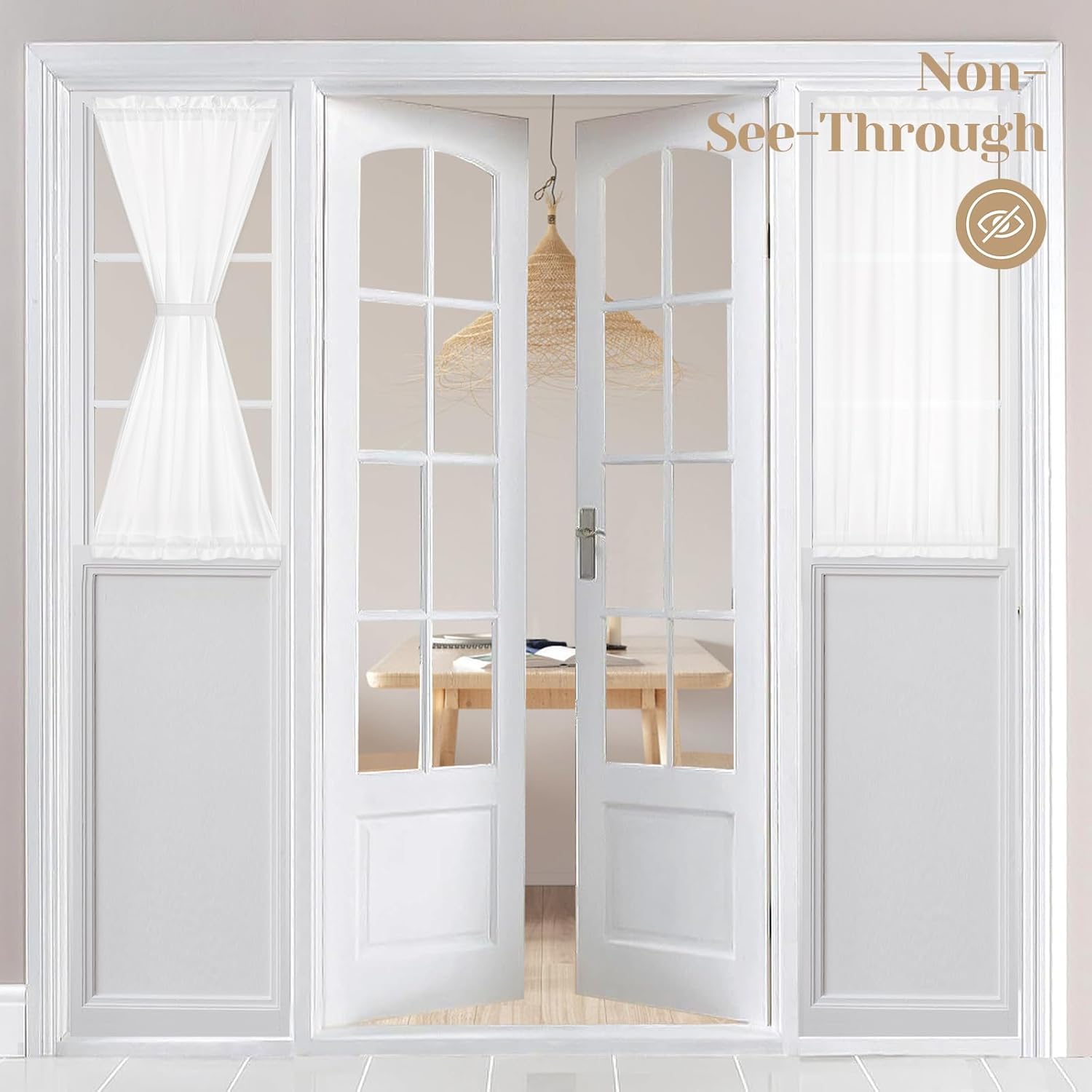 Privacy Sheers for Front Door - White, 2 Panels