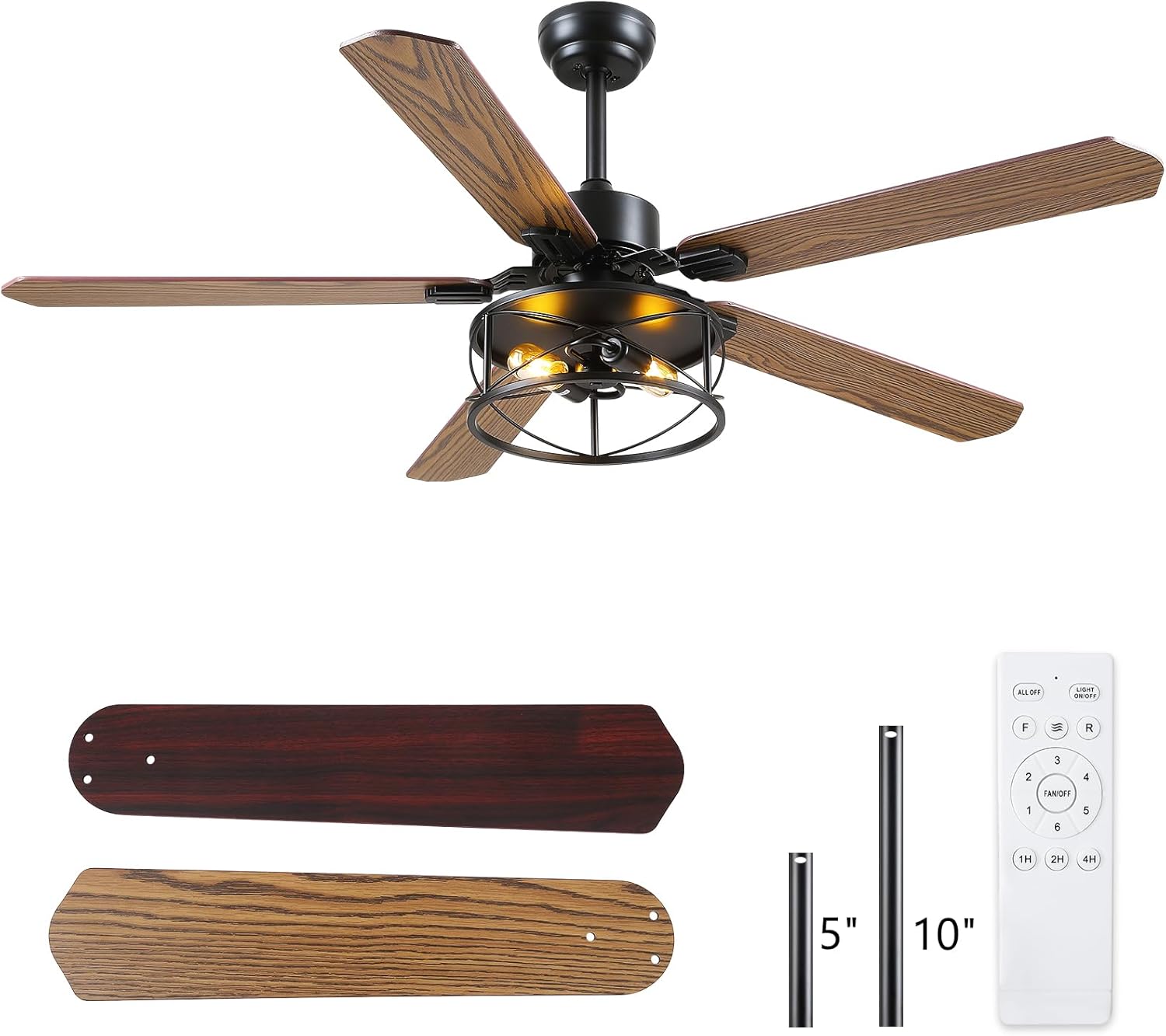 Farmhouse Ceiling Fan with Light and Remote for Rustic Spaces