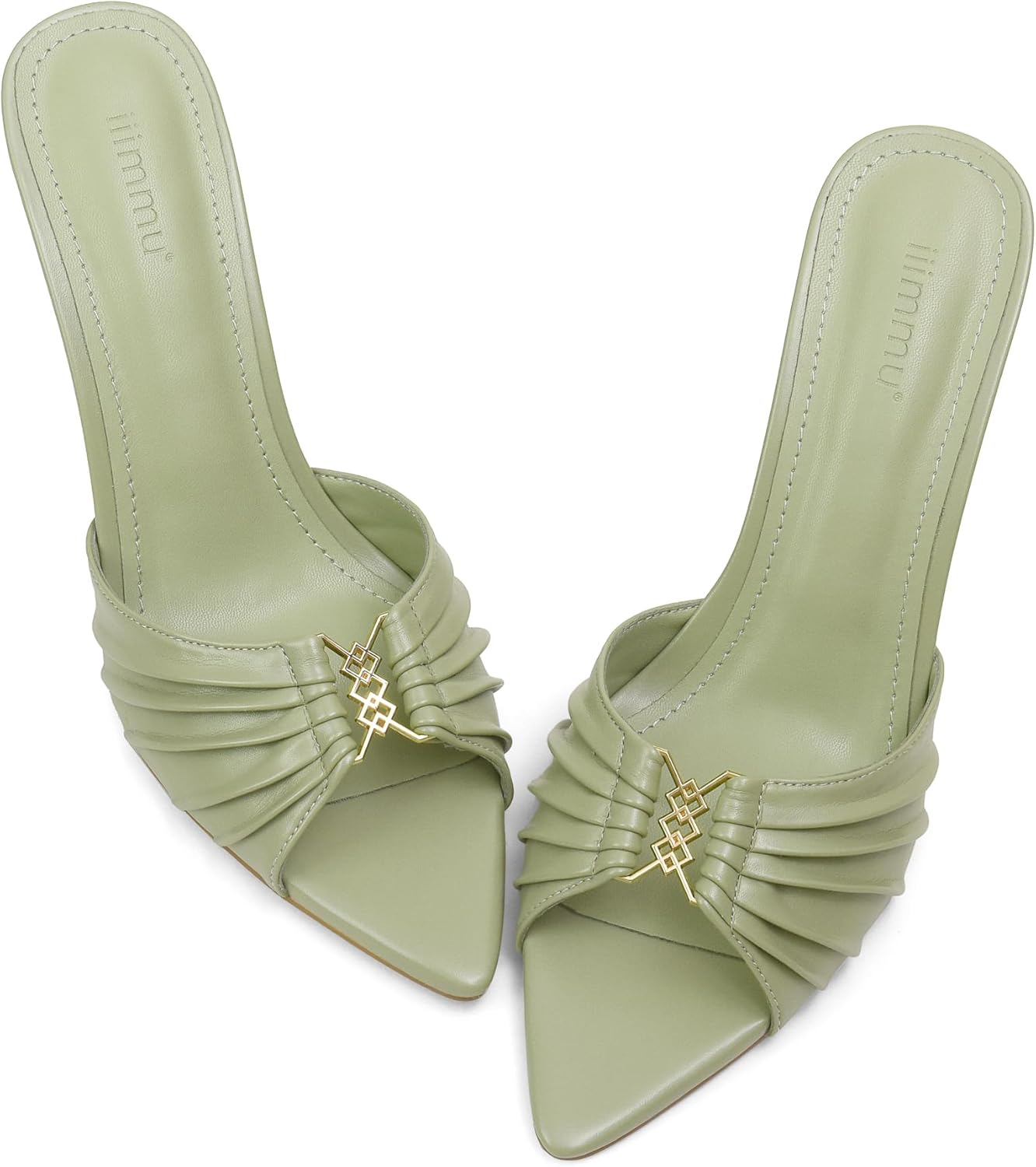 iiimmu 3.5 IN Stiletto Mules High Heels with Peep Toe Style