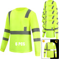 Hi Vis Long Sleeve Safety Shirts 6 Pack - Reflective DryBlend