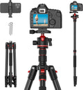 Camera Tripod 74in Travel Tripod with Ball Head - Converts to Monopod