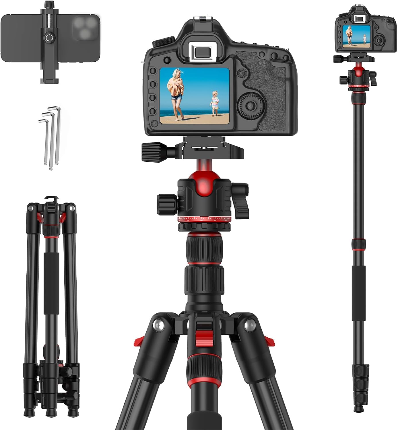 XXZU 74in Camera Tripod with Monopod Functionality and Stability