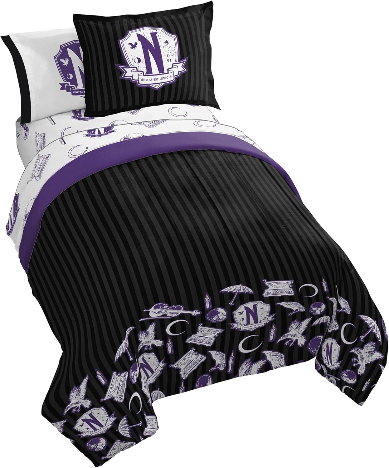 Jay Franco Wednesday Addams Full Comforter Set - 7 Piece