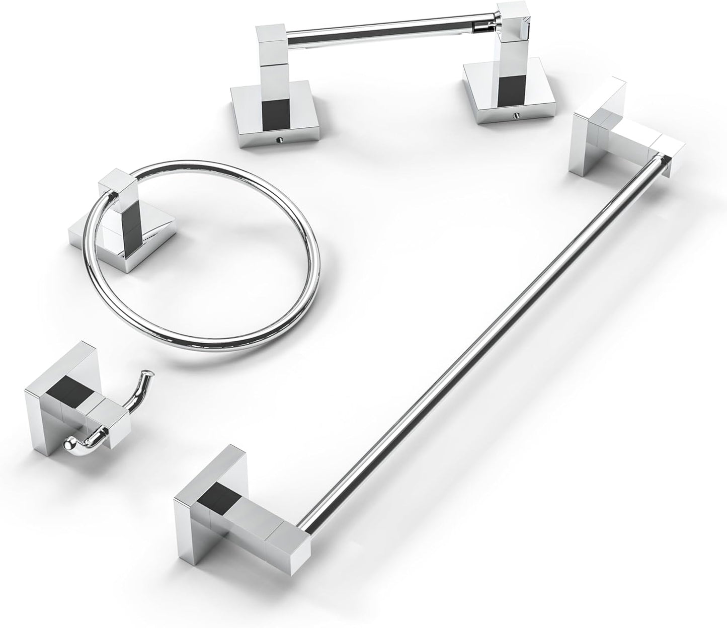 Ruacq Chrome 4pcs Bathroom Hardware Set for Modern Spaces