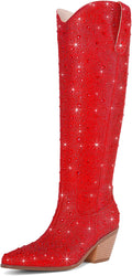 Stylish Cowgirl Ankle Boots for Women with Rhinestones and Heel