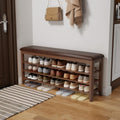 Shoe Bench with Leather Cushion, 3-Tier Adjustable Shoe Storage