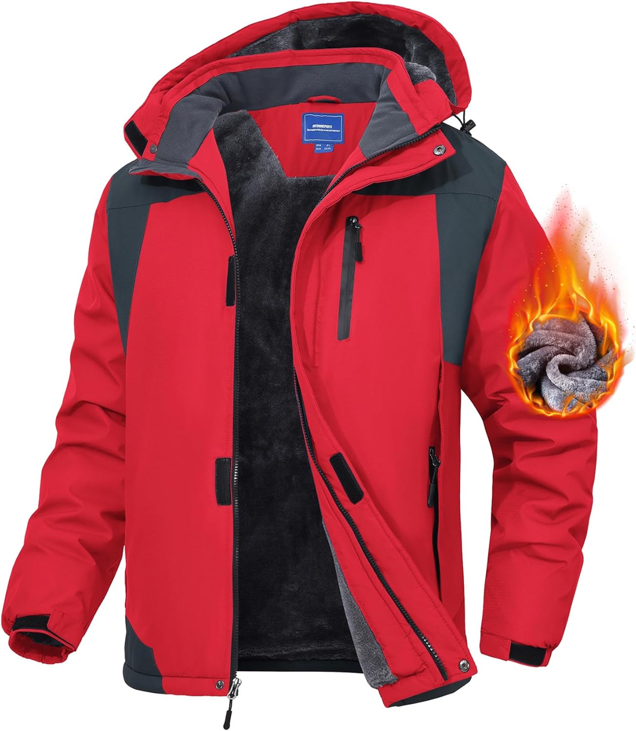 Men's Mountain Ski Jacket Waterproof Fleece Liner for Winter
