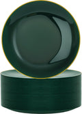 Nervure 100Pcs Green and Gold Plastic Plates for Every Occasion
