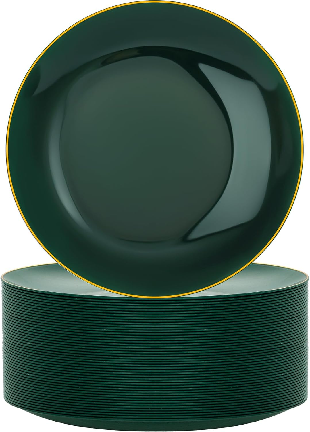 Nervure 100Pcs Green and Gold Plastic Plates for Every Occasion