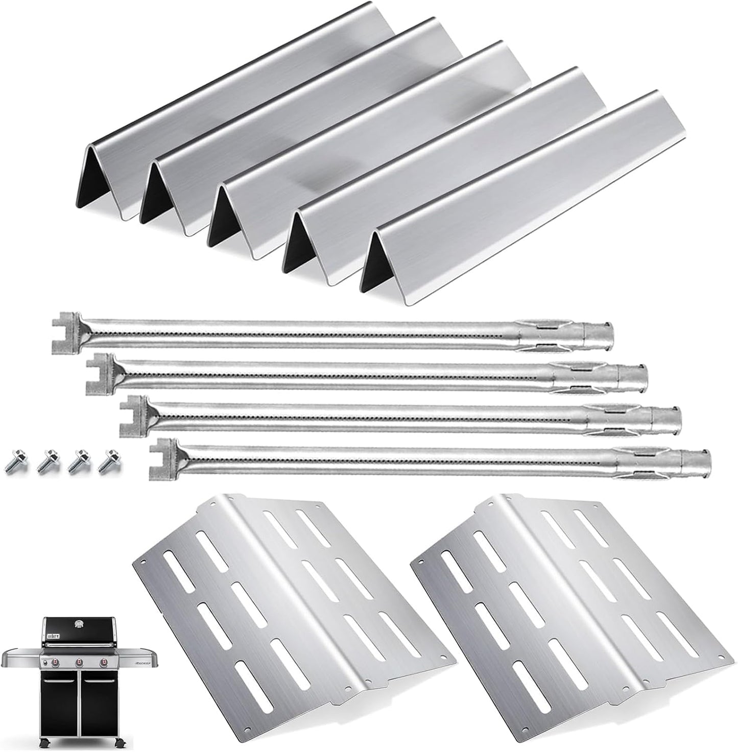 Flavorizer Bars Heat Deflector Burner Tube Set for Weber Grills