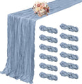 Dusty Blue Cheesecloth Table Runner 10 ft - Boho 120in Runner