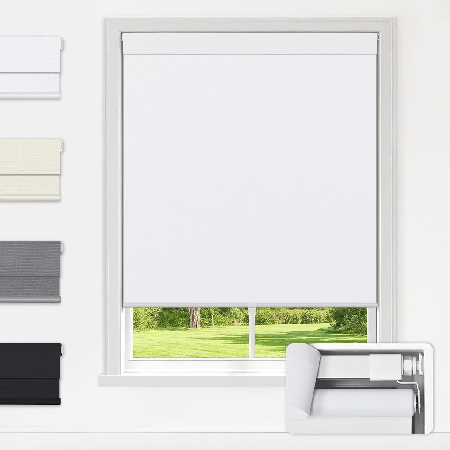 LazBlinds No Drill Blackout Roller Shades for Indoor Windows