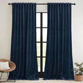 RYB HOME Navy Blue Velvet Curtains for Luxurious Bedroom Decor