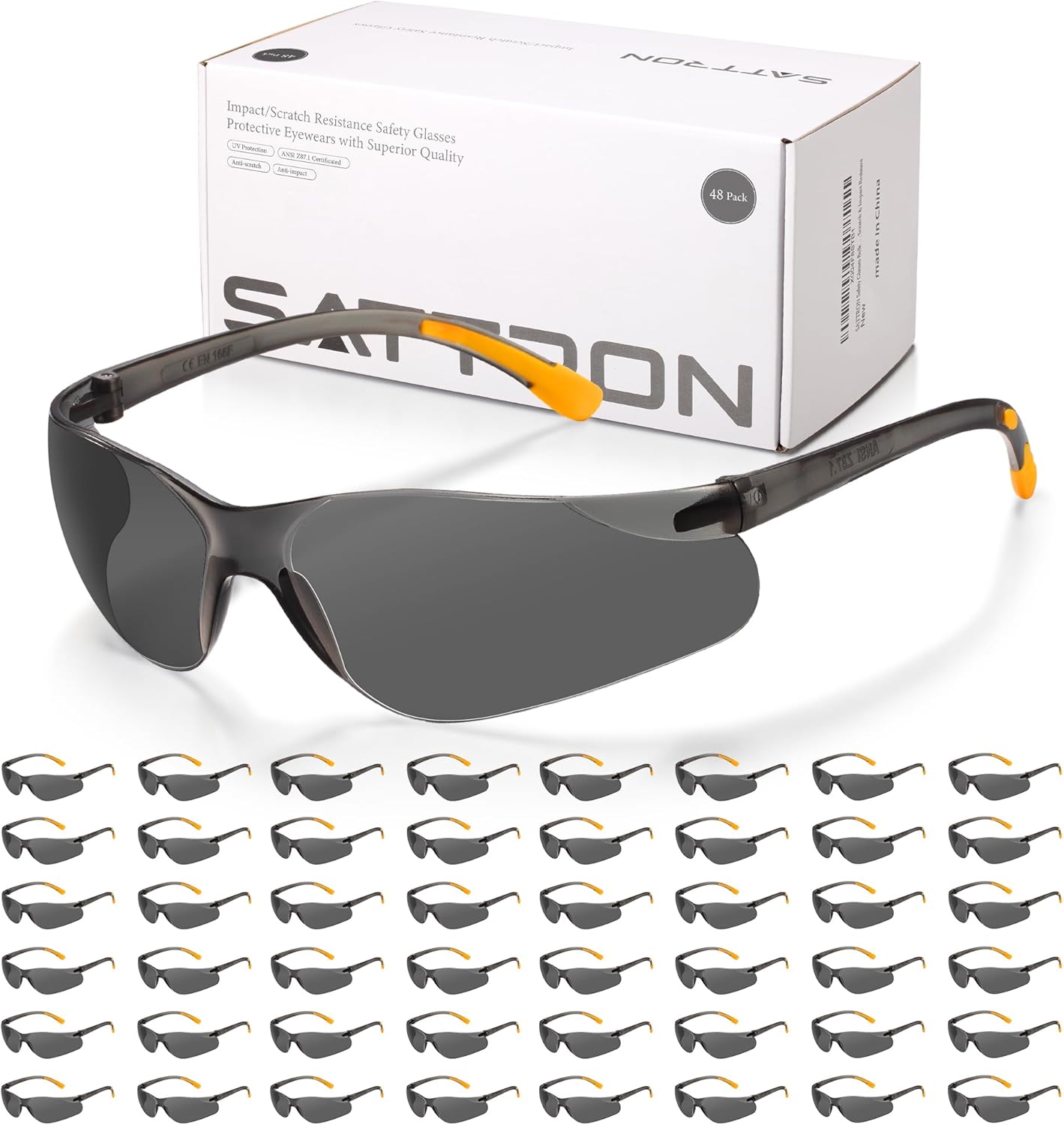 Tinted Safety Glasses Bulk 48 Pack for UV Protection and Comfort