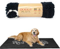 Microfiber Dog Mat 60in x 36in Black with Paw Print - Absorbent Runner